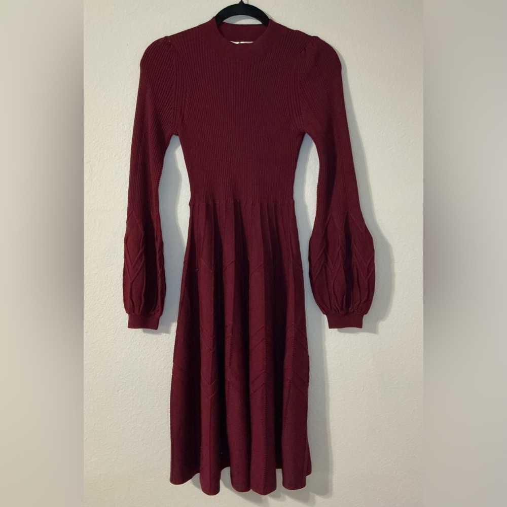 Diane Von Furstenberg Dillan Knit Midi Dress Size Medium in Cabernet NWT - Picture 5 of 14